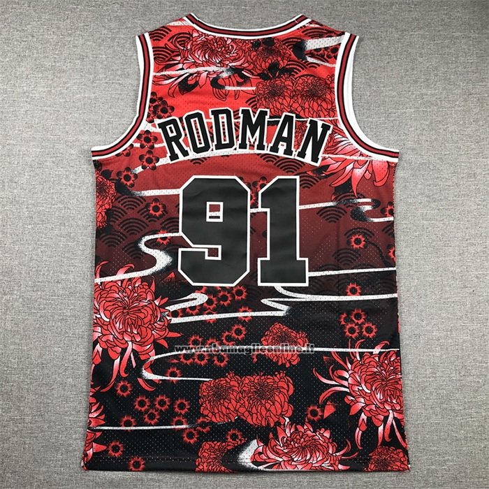 Maglia Chicago Bulls Dennis Rodman #91 Mitchell & Ness Lunar New Year Rosso